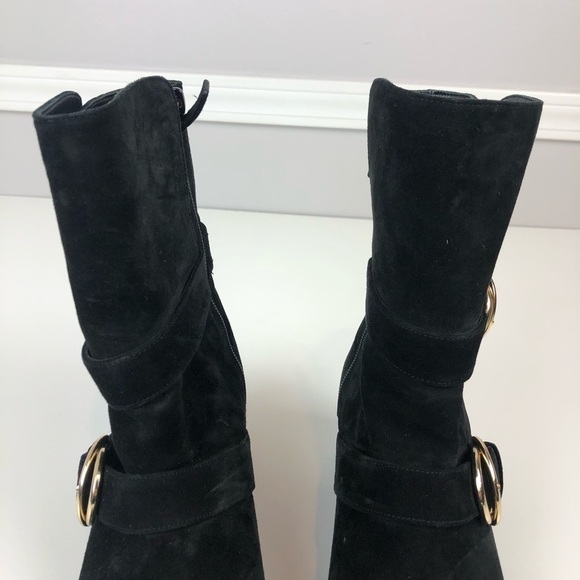 Stuart Weitzman Britain Buckle Suede Boot 9.5 blk - Picture 6 of 16